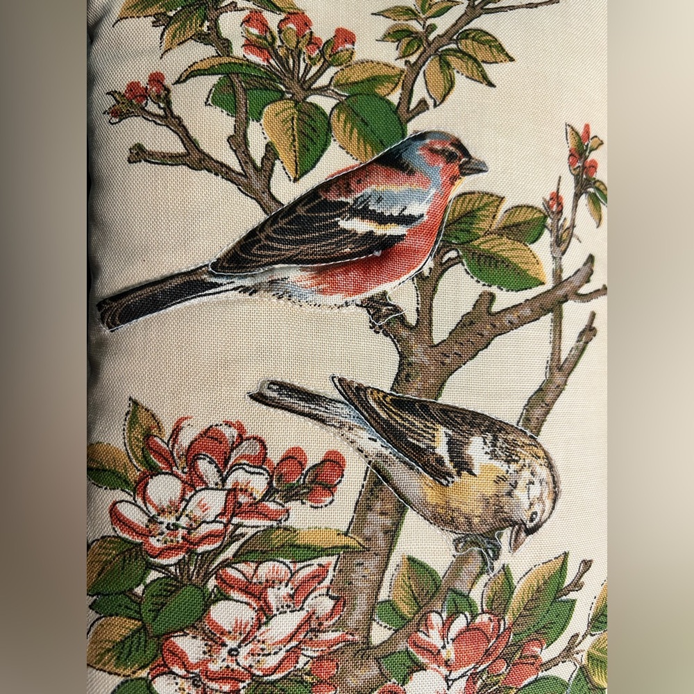 Bird Print cottagecore vintage accent pillow